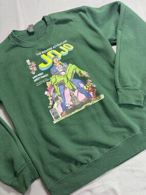 Unisex Gildan Forest Green Jojo Bizarre Adventure Crewneck Sweater Size S
